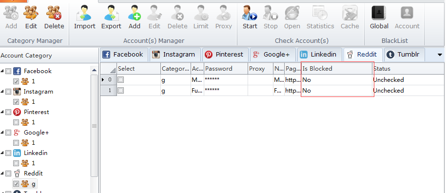 When check the account, check if it is blocked and save information to present on interface.